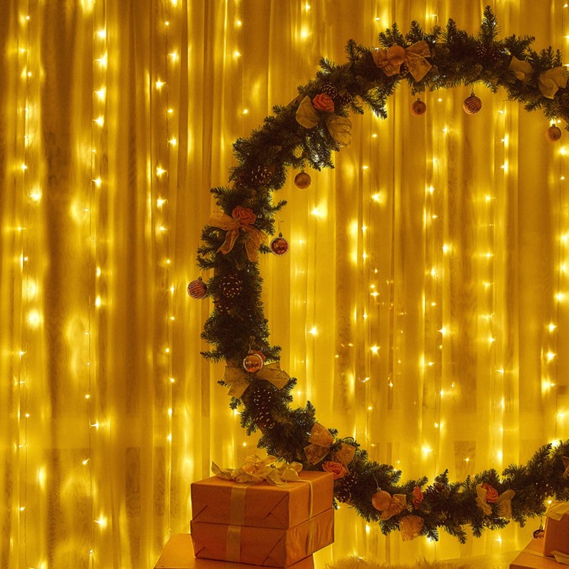 Jsdoin Curtain Lights 3m×3m 300LED Fairy Lights with 8 Modes