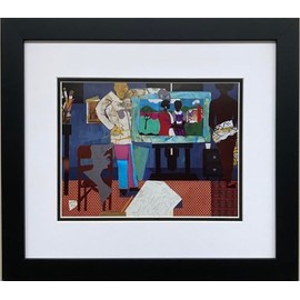 Romare Bearden Artist with Painting and Model 1981" CUSTOM FRAMED Black Art