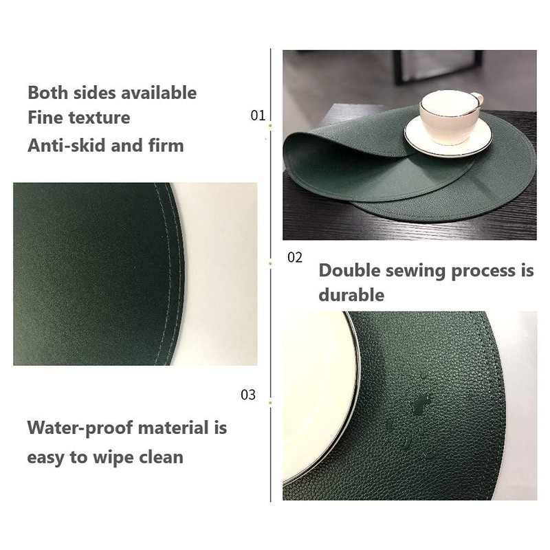 Faux Leather Round Placemats and Coasters, Disko Table Mats and