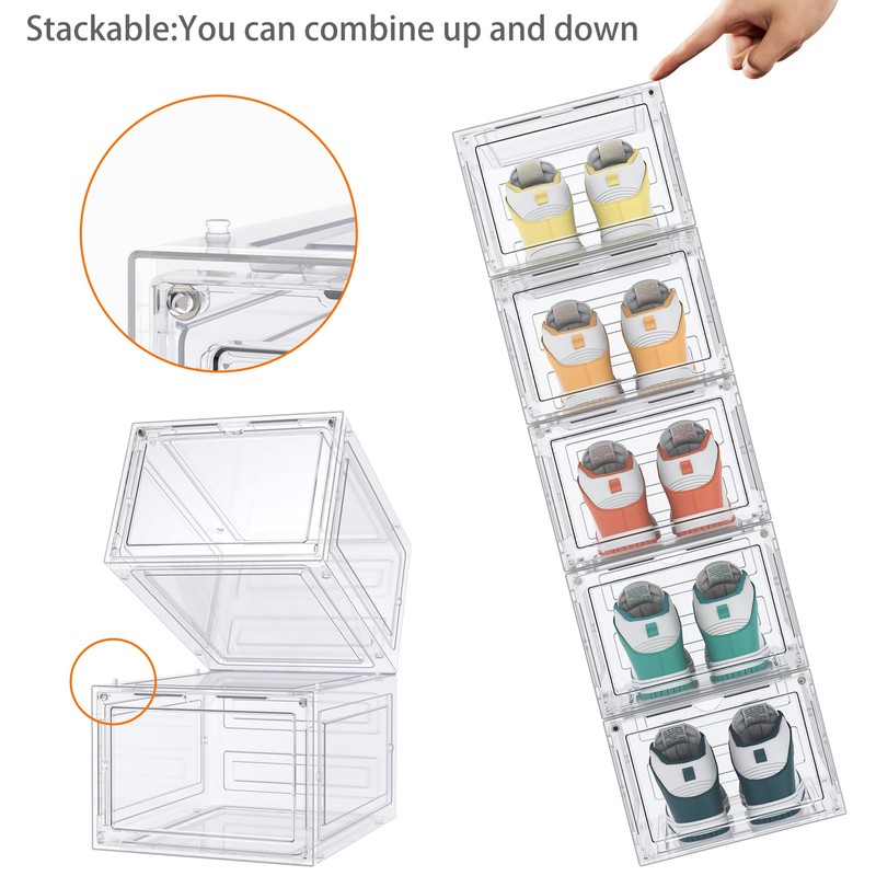 HOMIDEC Shoe Storage, 6 Pack Shoe Organizer Clear Hard Plastic