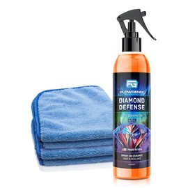 Flowgenix Ceramic Coating For Cars and Motorcycles Spray (8oz) - SiO2 Ceramic Wax & UV Protective Shield Detailing - Auto Wax Hydrophobic Detail Spray - Incl. 2 Microfiber Towels