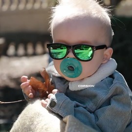 COASION 3 Pack Bendable Flexible Polarized Newborn Baby Sunglasses with Silicon Strap for Infant Boys Girls Age 0-12 Months (Black/Green Mirror + Black/Blue Mirror + Matte Black/Gray)