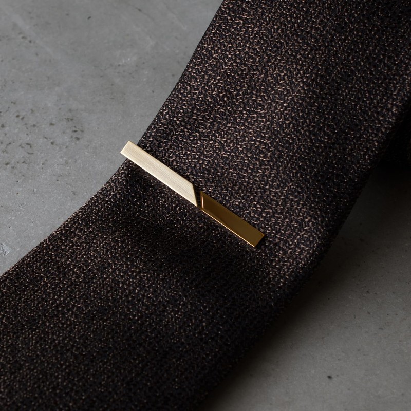 Tabarat Tps-055 Men's Tie Clip, Made in Japan, Brass, Geometric,