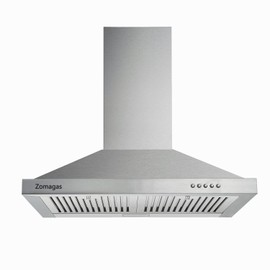 Zomagas 24in Wall Mount Range Hood 450CFM Stainless Steel Kitchen Ventilation w/LED New