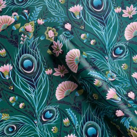 WRAPAHOLIC Peacock Wrapping Paper - Mini Roll - 17 Inch x 16.5 Feet - Green Peacock Design for Birthday, Wedding, Drawer Liners, Home Closet Shelves