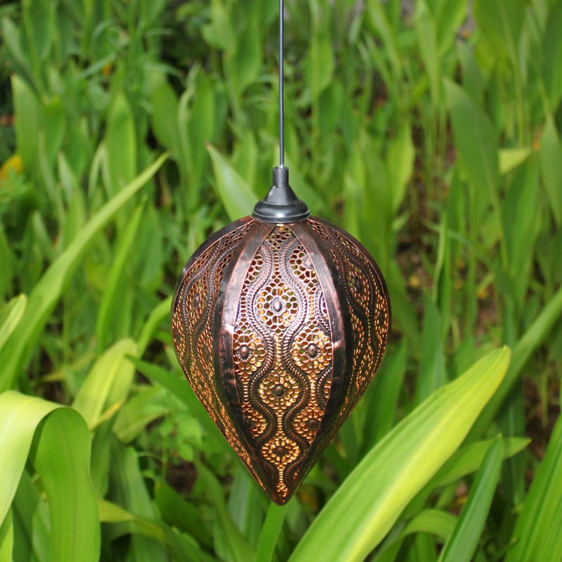 Solar Lantern Hollow Out IP44 Waterproof LED Solar Powered Hanging