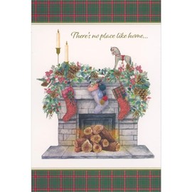 Pictura Overflowing Garland on Mantel of Fireplace Christmas Card for Mom and Dad
