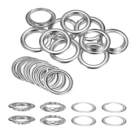 QUARKZMAN Set of 10 Eyelets with Washers 40 mm Copper Metal Eyelet Kit for Fabric Curtains Leather Belt Shoes Bags DIY Silver Tone