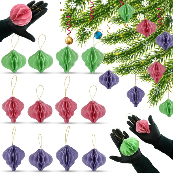 12Pcs Easter Honeycomb Lantern Baubles- 8cm| Hanging Paper Ornament with