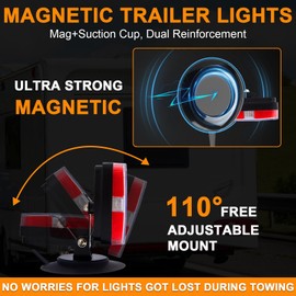 Magnetic Wireless Trailer Lights - Rechargeable LED Magnetic Tow Light Kit, Waterproof with Dual USB Charger, 100ft Range, Battery Display, Stop/Turn/Brake Signals for Truck, Semi, RV, Boat, Camper