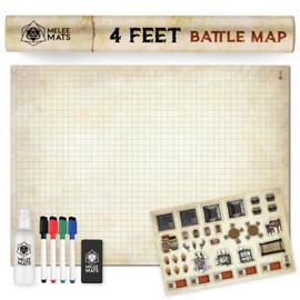 Melee Mats DND Map Starter Kit for Dungeons & Dragons Game - 35” x 48", Wet/Dry Erase Battle Terrain Grid - Ultimate Tabletop Gaming Experience with Accessories