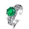 KINGWHYTE Tree Of Life Ring 925 Sterling Silver Open Emerald