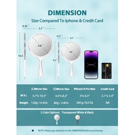 Macaki Hand Mirror, Double-Sided 1X/15X Magnifying Mirror with Handle, Acrylic, 8.3" L x 4.5" W, Clear, Pack of 1