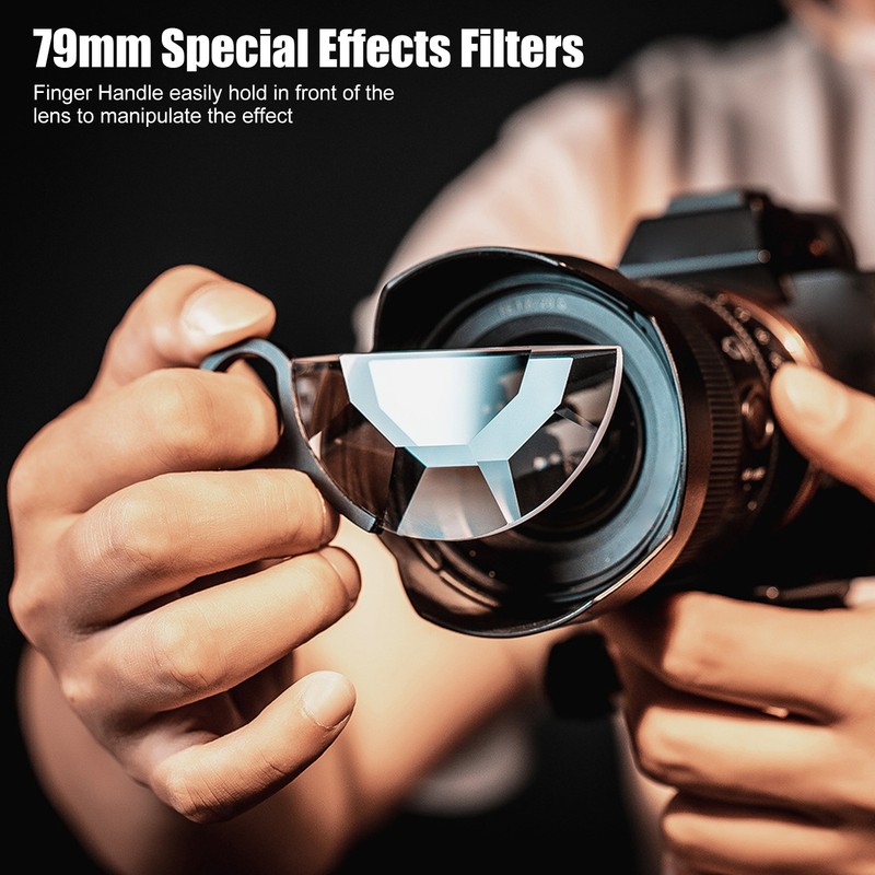 79mm Handheld Subtle Kaleidoscope Prism Semicircular Glass Filter Special Effects