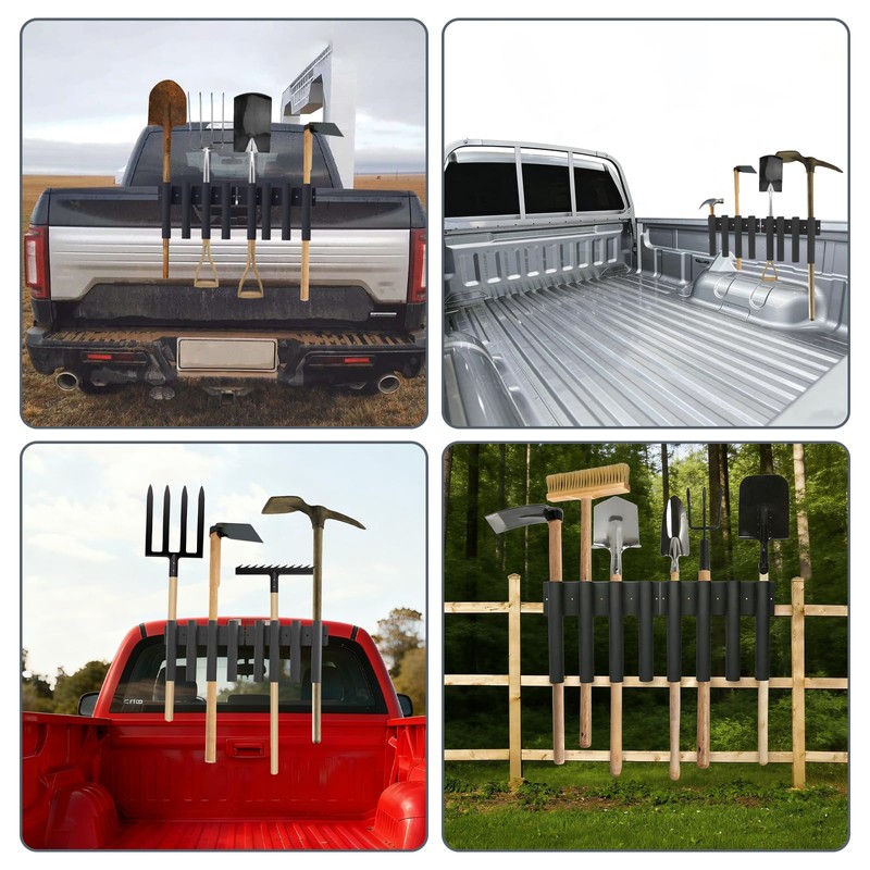8-Hole Shovel Holder for Truck, Heavy Duty Trailer Tool Rack