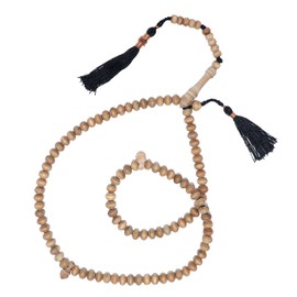 Sandalwood Prayer beads - 7mm- Contoured beads Sandalwood Tasbih Prayer Beads with Copper Black Tassels