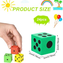 24 Pieces Foam Dice Whisper Cube Educational Toy 2cm Foam Cube Color Cube Nursery Preschool School Classroom Math Games