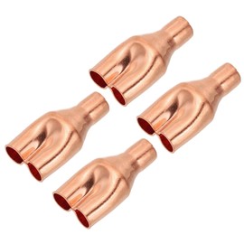 PATIKIL 5/16" x 5/16" x 5/16" ID Tee Tee Y Type Copper Fitting, 4 Pcs Welding Joint Split Union Intersection for HVAC, Air Conditioning Refrigeration System