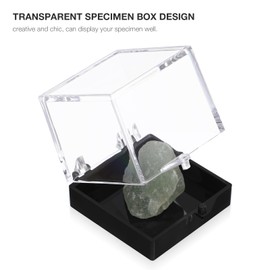 TENDYCOCO 12PCS Rock Display Cases Mineral Standard Display Box Clear Acrylic Display Case Jewelry Crystal Storage Box for Coins Shells Gems Rocks Pins
