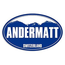 Blue Mountain Oval ANDERMATT Sticker (Snow ski Skiing Resort)
