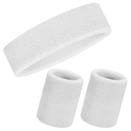 Set of 3 Sports Headband Bracelet Set, 1 x Headband + 2 x Sweatbands for Wrists, Sports Sweatband Bracelet Headbands, Headband Women & Men for Football Basketball Tennis Gymnastics