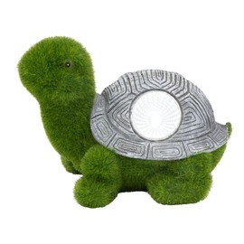 GloBrite Flocked Turtle Ornaments with LED Solar Light | Garden Ornaments Outdoor Light | Waterproof Resin Accessories | Animal Statue for Outdoor Decor and Garden Gifts (Turtle)
