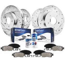 Detroit Axle - 2.4L Brake Kit for 2003-2007 Honda Accord Drilled & Slotted Brake Rotors 2004 2005 2006 Ceramic Brakes Pads Replacement : 11.10'' inch Front Rotor and 10.24'' inch Rear Rotor