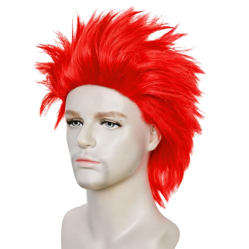 Short Red Wig Men Short Spiky Wigs Adult Light Reddish