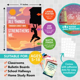 12 Christian Posters for Kids - 11x14in Sunday School Decorations for Classroom, Sunday School Posters for Classroom, Bible Posters for Classroom, Bible Verse Poster, Bible Verse Posters, Bible Poster