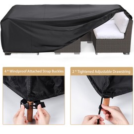 VniYors Winter Garden Furniture Cover, 600d Oxford Garden Furniture Cover, Waterproof, Protective Cover, Garden Furniture, Winterproof for Garden Tables, Patio Furniture (123 x 123 x 74 cm, Black)