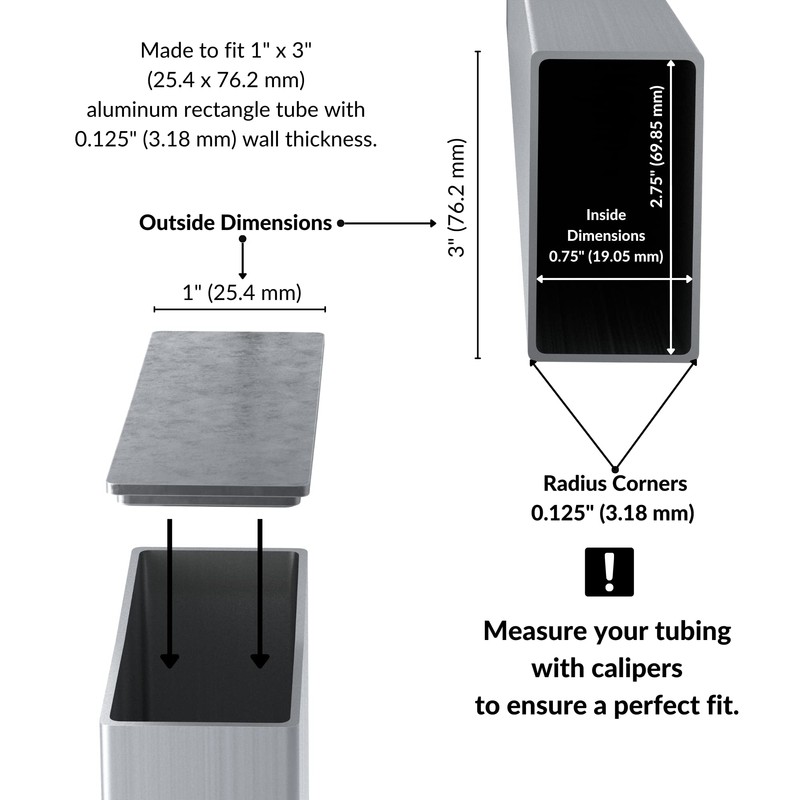 Nelsons CNC 10 Pack 1x3 Inch Aluminum Radius Edge Rectangle