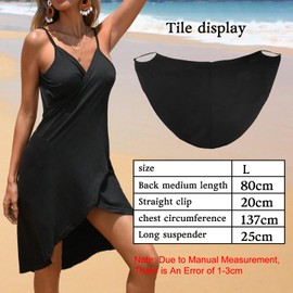 DAVBNM Spaghetti Strap Swimwear Wrap, Women's Swim Cover-ups V-Neck Beachwear Beach Swimwear Dress, Loose Casual Ladies Solid Color Sun Protection