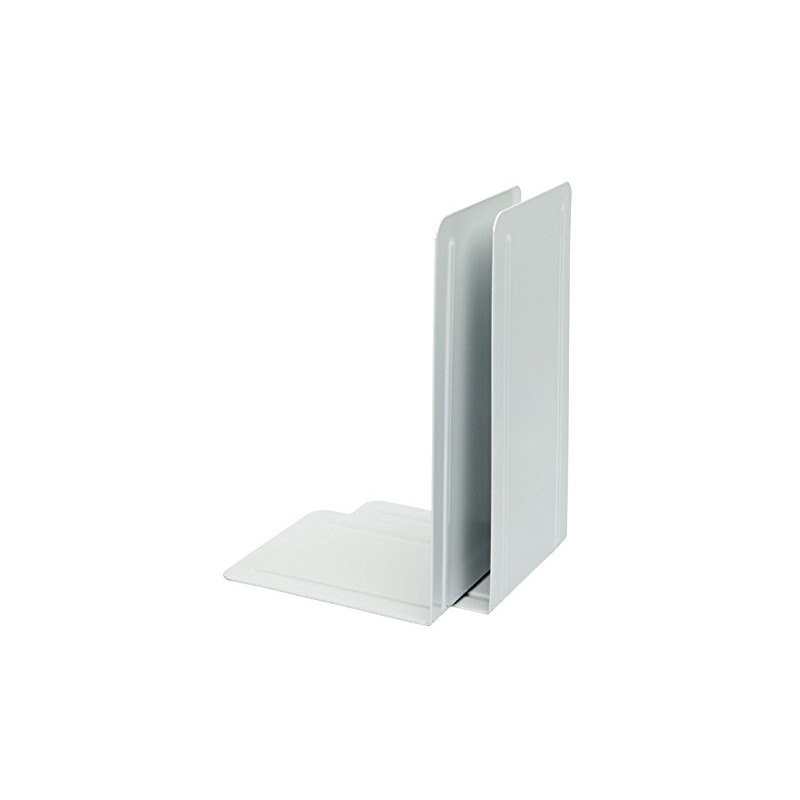 ALCO-Albert Bookends Metal White Pack of 2