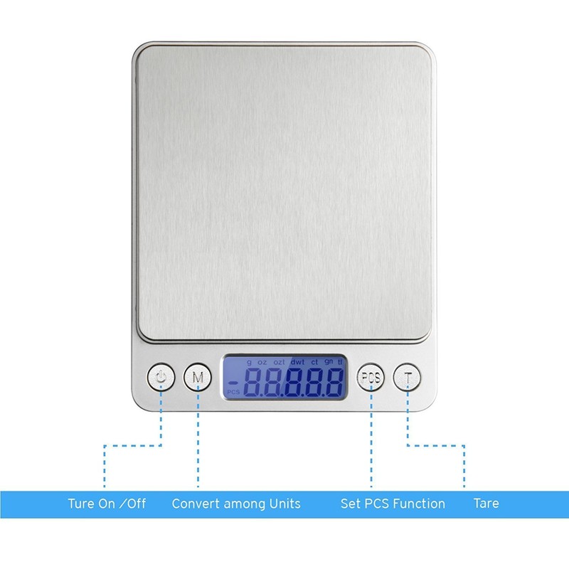 JUSTOP 0.01g - 500g High-Precision Pocket Digital Scales Multifunctional Pro