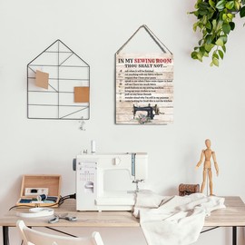 In My Sewing Room Thou Shalt Not Decor Sewing Room Decor Sewing Lovers Gift Wall Art for Home Bar Cafe Farm Store Garage Club Wooden Hanging Sign 10x8 Inch.