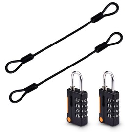 2 Sets Security Steel Cable with 4 Digit Combination Lock, Wire Rope Lanyard Cable with Lock, Cable Luggage Lock, Steel Cable Lock for Outdoor Travel Luggage (Black)