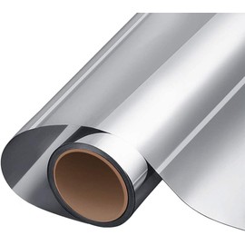 WPCTEV One Way Window Film Tint Daytime Pirivacy Mirror Glass Self-Adhesive Sun Blocking Heat Control Anti Uv DIY for Home Office Silver 11.8 Inch x 13.1 Feet