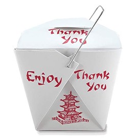 Pack of 50 Chinese Take Out Boxes Pagoda 16 oz/Pint Size Party Favor and Food Pail (50)