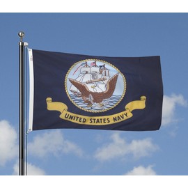 Valley Forge, US Navy Flag, Nylon, 3' x 5', 100% Made in USA, Canvas Header, Heavy-Duty Brass Grommets