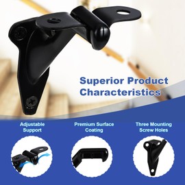 HOMOTEK 12 Pack Railing Stair Handrail Brackets for Handrail Indoor, 3" Hand Rail Brackets for Stair Railing with Screws, Stair Support for Home Buildings, Stairways Handrail, Zinc, Black