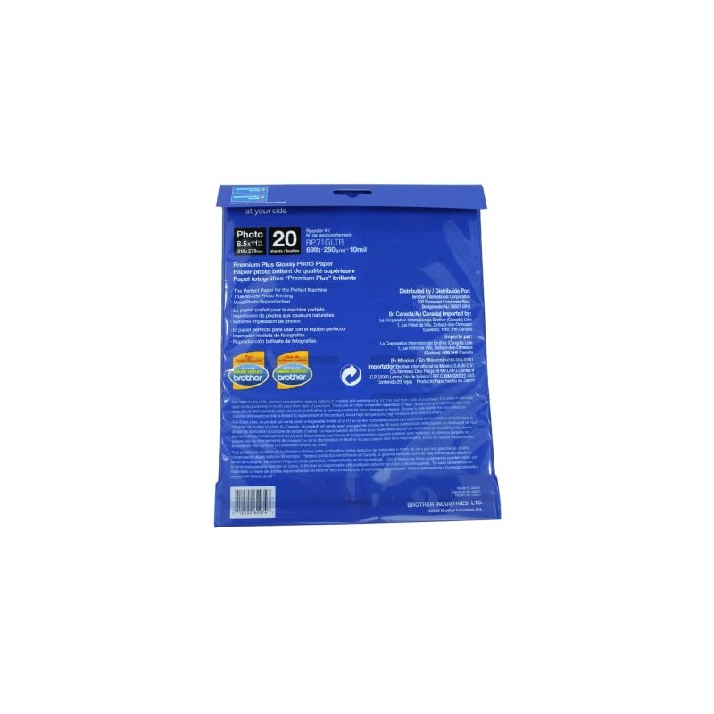 Brother Glossy Inkjet Paper, 8.5 x 11 Inches, 20 Sheets