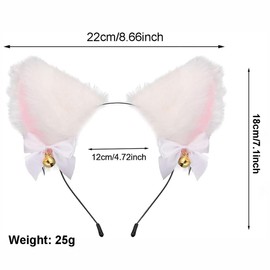 Animal Cosplay Costume Furry Fox Tail Plug Cute Ears Headband Bat Style Neck Collar Set (White B)