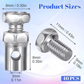 Mtxorvix 40PCS 1/8" Throttle Cable Ends, 3mm Cable Stop Lock Clamps, Metal Brake Cable Accessories for Go Kart, Bicycle, Motorcycle, Scooter -Silver (silver)