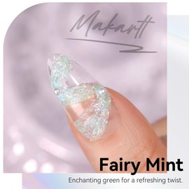 Makartt 3D Nail Gel: Sculpting Gel for Nail Art, No Wipe Fairy Mint Green UV Nails Gels for Nails Design, 5g Fairy Aurora Powder Gels, Glitter Mermaid 3D Nails Charms