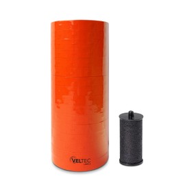 Veltec Premium Pricing Labels for Monarch Pricemarker 1110 Price Gun, One-Line Labels, 7/16 x 3/4 Inches, 16 Rolls, 17,000 Labels, Ink Roller Included (Fluorescent Red)