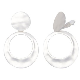 BELLEXIXI Matte Gold Silver Tone Hoop Big Large Clip-On Dangle Earrings for Women, Large, Metal, No Gemstone