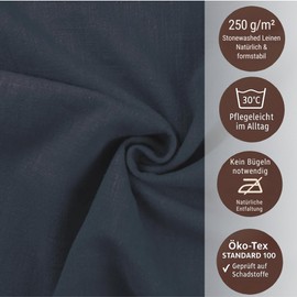chambry 100% Linen Stonewashed Tablecloth, Handmade in Germany, Choice of Size and Colour, High-Quality and Sustainable Table Linen Made of Natural Material, Blue, 130 cm x 240 cm