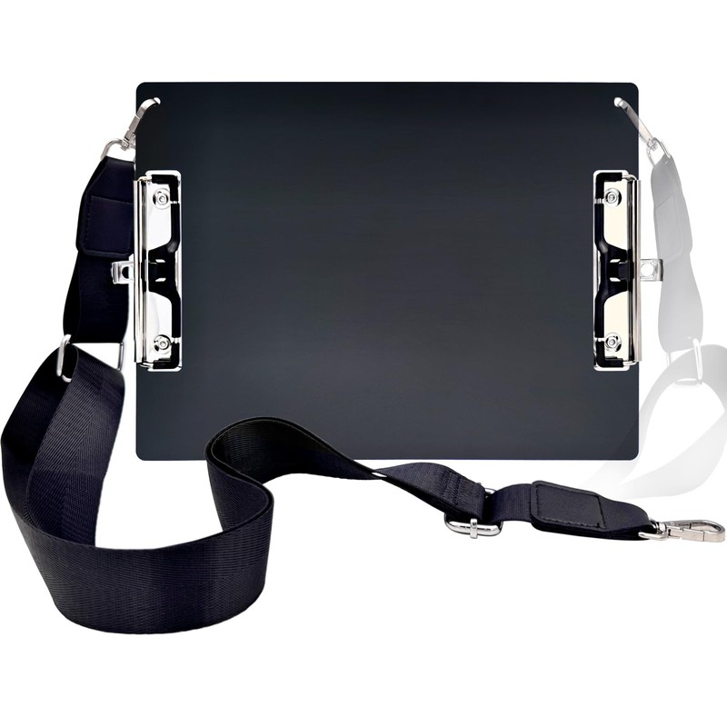 Aluminum Metal Clipboard with Detachable Adjustable Shoulder Strap A4 Double