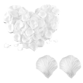Jagowa 1000PCS White Rose Petals Artificial Fake Rose Flowers for Romantic Night Wedding Party Valentine's Decoration (White)