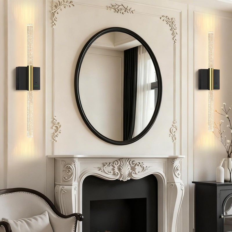 Battery Operated Wall Sconces Set of 2, 28in Rechargeable Wireless